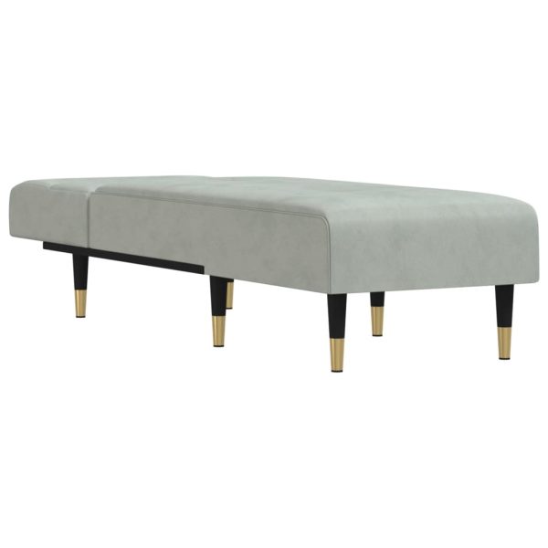 Chaise Longue In Velluto Grigio Chiaro - Image 3