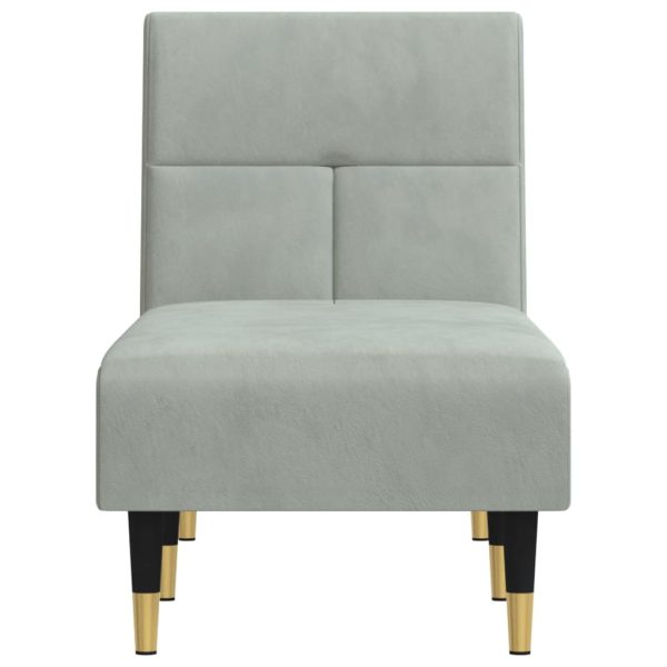 Chaise Longue In Velluto Grigio Chiaro - Image 4