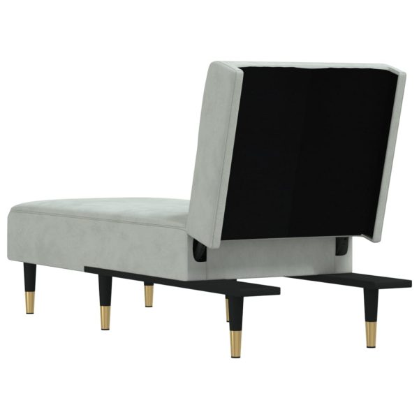 Chaise Longue In Velluto Grigio Chiaro - Image 5