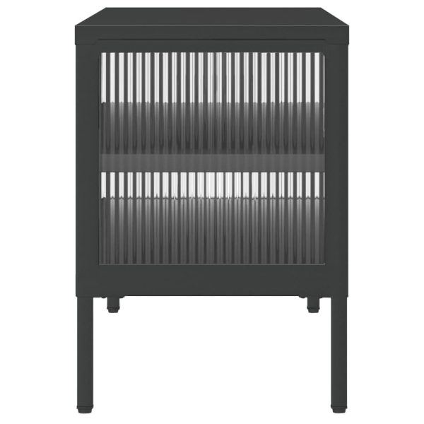 Mobile Porta Tv Nero 105x35x50 Cm Vetro E Acciaio - Image 6