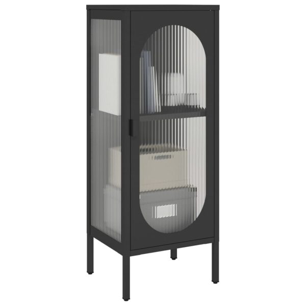 Credenza Nera 40x35x105 Cm Vetro E Acciaio - Image 4