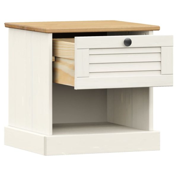 Comodino Vigo Bianco 42x35x42 Cm In Legno Massello Di Pino - Image 4