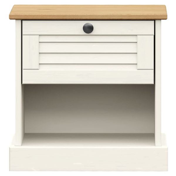 Comodino Vigo Bianco 42x35x42 Cm In Legno Massello Di Pino - Image 5