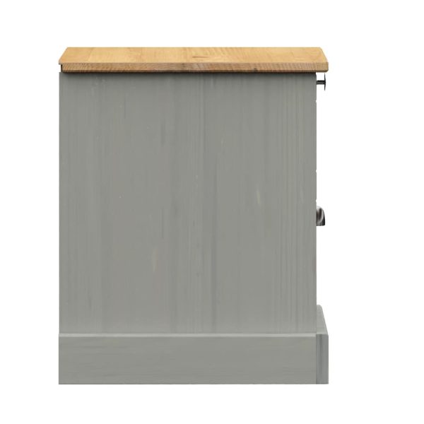 Comodino Vigo Grigio 42x35x42 Cm In Legno Massello Di Pino - Image 6