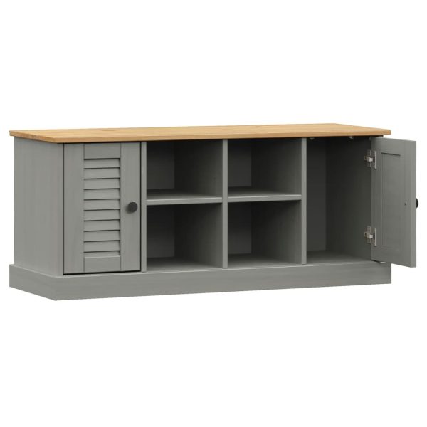 Panca Porta Scarpe Grigia Vigo 106x35x45 Cm Legno Massello Pino - Image 5