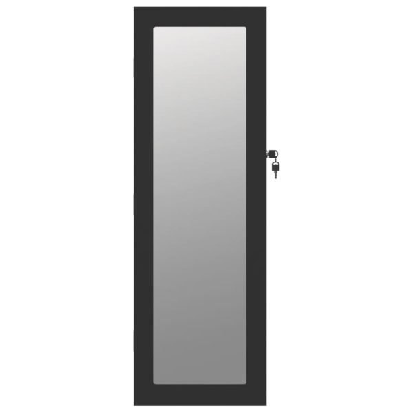 Armadio Portagioie Con Specchio A Muro Nero 30x8,5x90 cm - Image 4