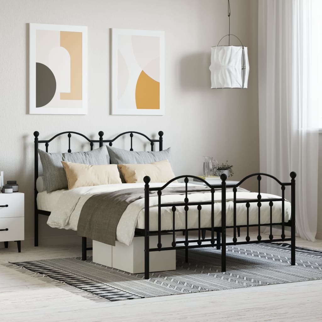 Giroletto Con Testiera E Pediera Metallo Nero 120x190 cm