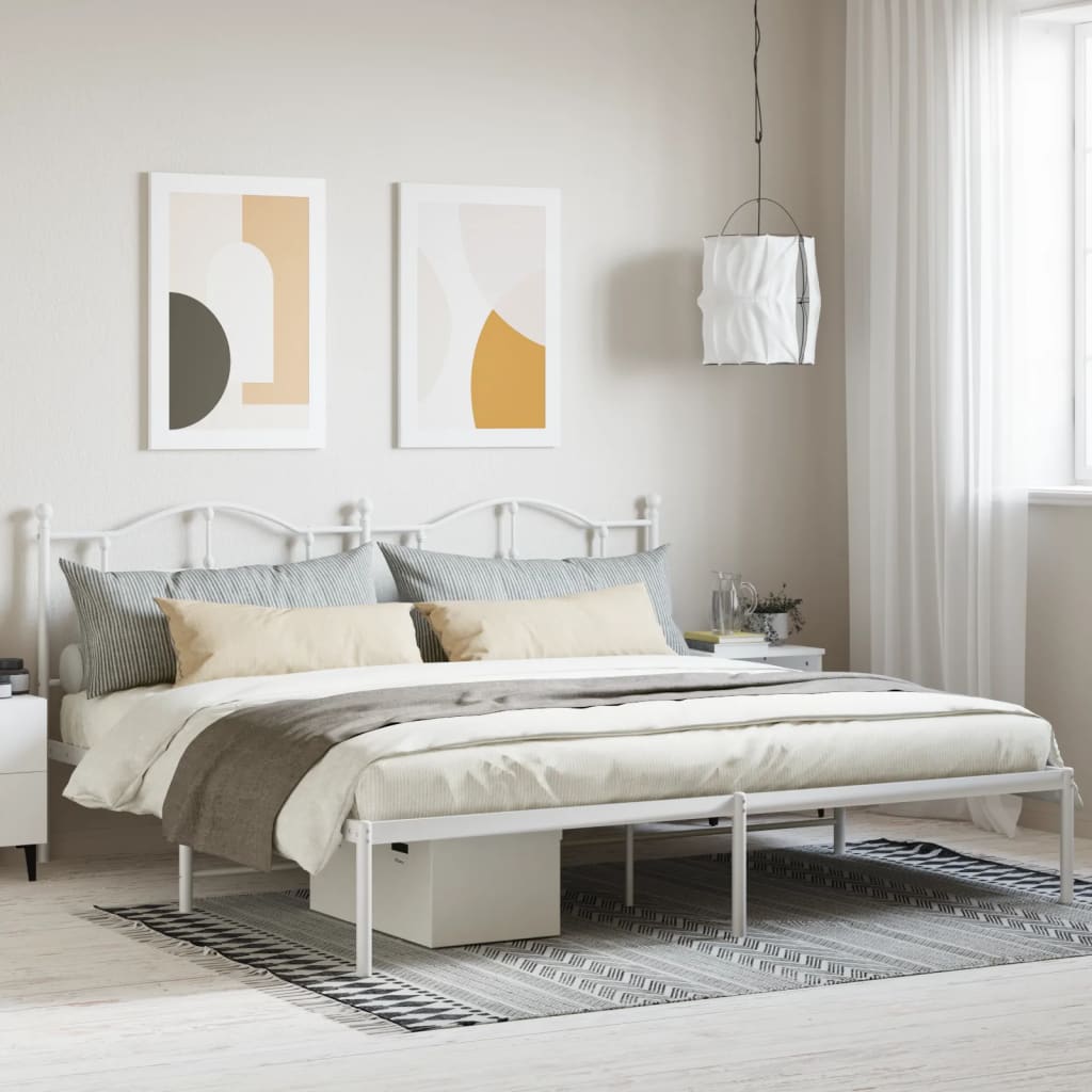 Giroletto Con Testiera Metallo Bianco 200x200 cm