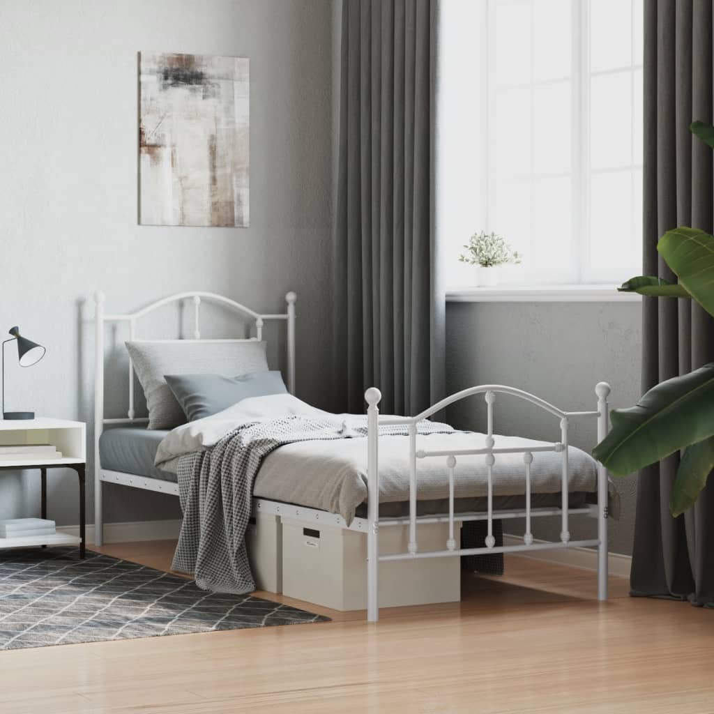 Giroletto Con Testiera E Pediera Metallo Bianco 90x190 cm