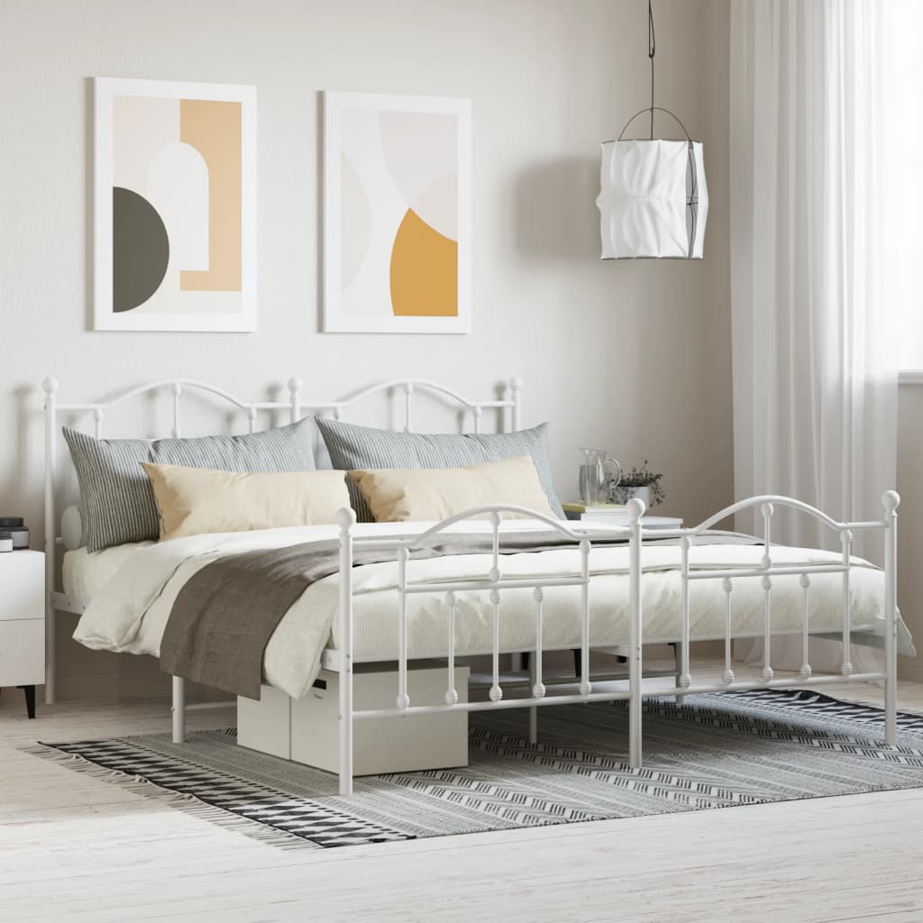 Giroletto Con Testiera E Pediera Metallo Bianco 160x200 cm