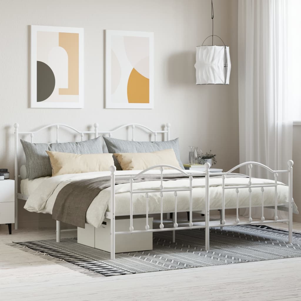Giroletto Con Testiera E Pediera Metallo Bianco 180x200 cm
