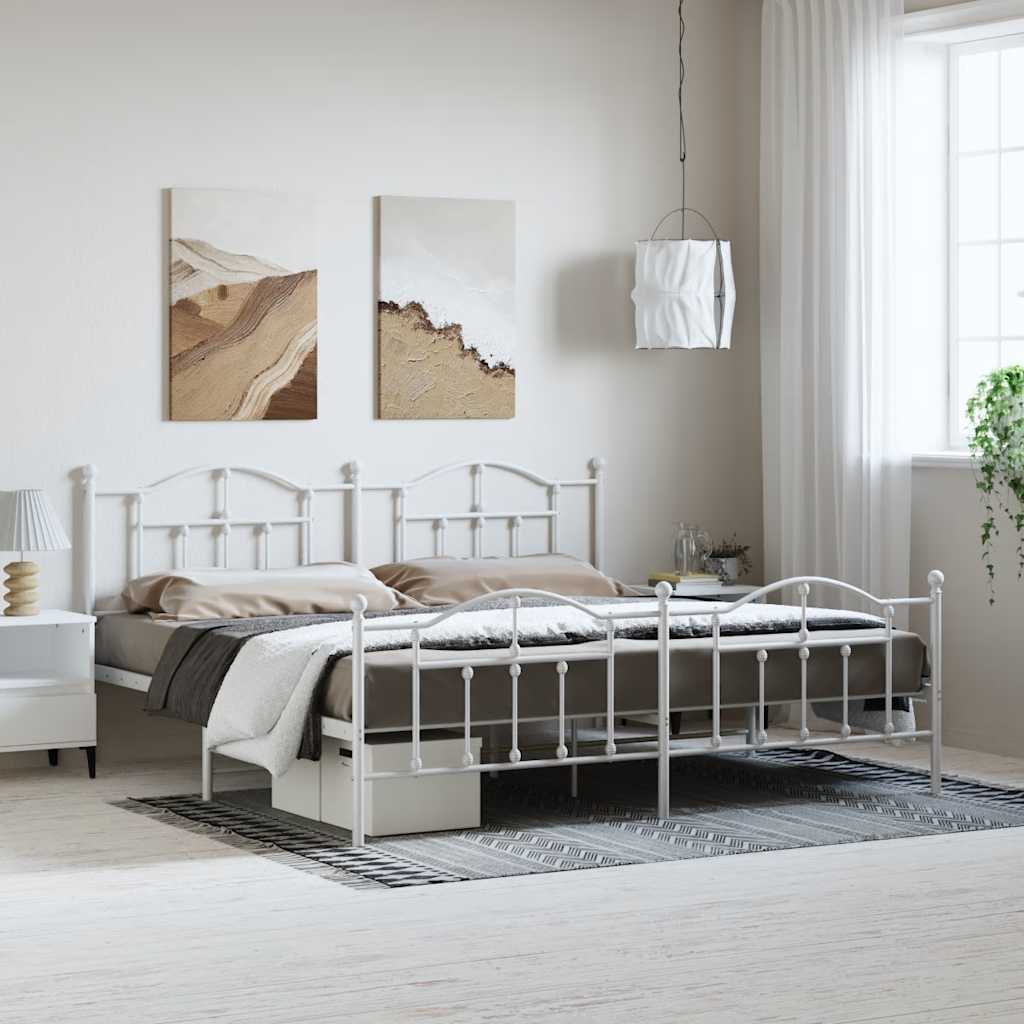 Giroletto Con Testiera E Pediera Metallo Bianco 193x203 cm