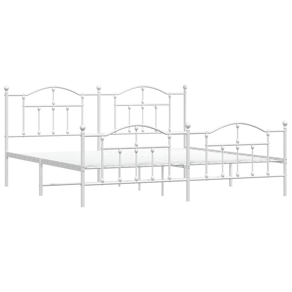 Giroletto Con Testiera E Pediera Metallo Bianco 193x203 cm - Image 3