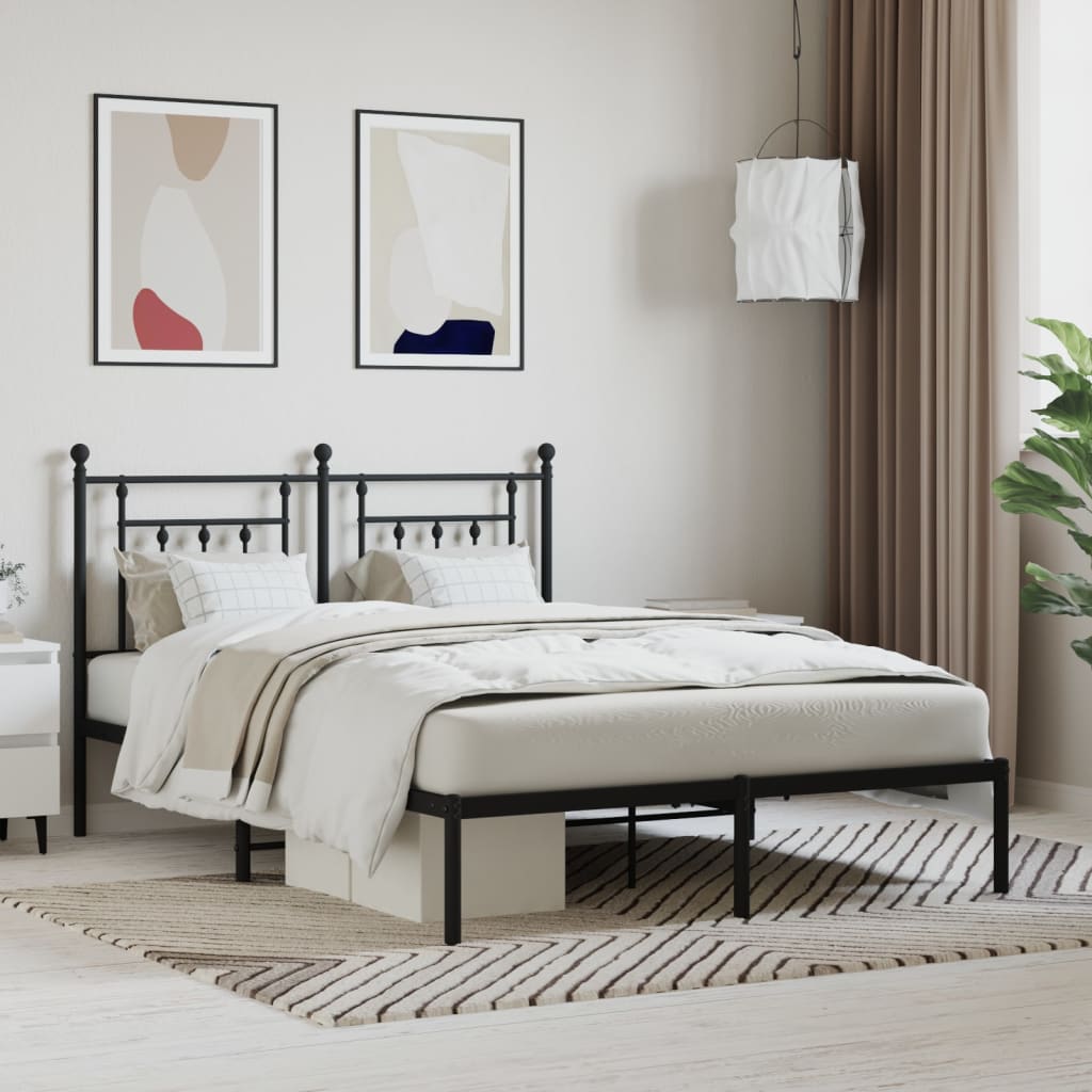 Giroletto Con Testiera In Metallo Nero 140x190 cm