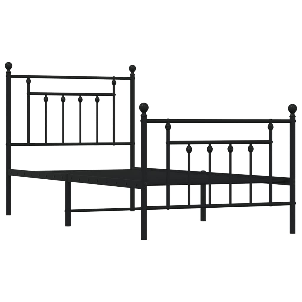 Giroletto Con Testiera E Pediera Metallo Nero 90x190 cm - Image 3