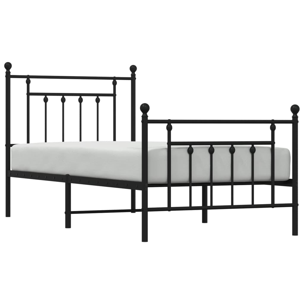 Giroletto Con Testiera E Pediera Metallo Nero 90x190 cm - Image 5