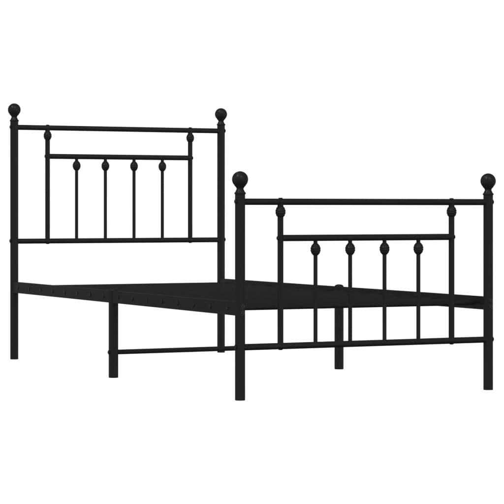 Giroletto Con Testiera E Pediera Metallo Nero 90x200 cm - Image 3