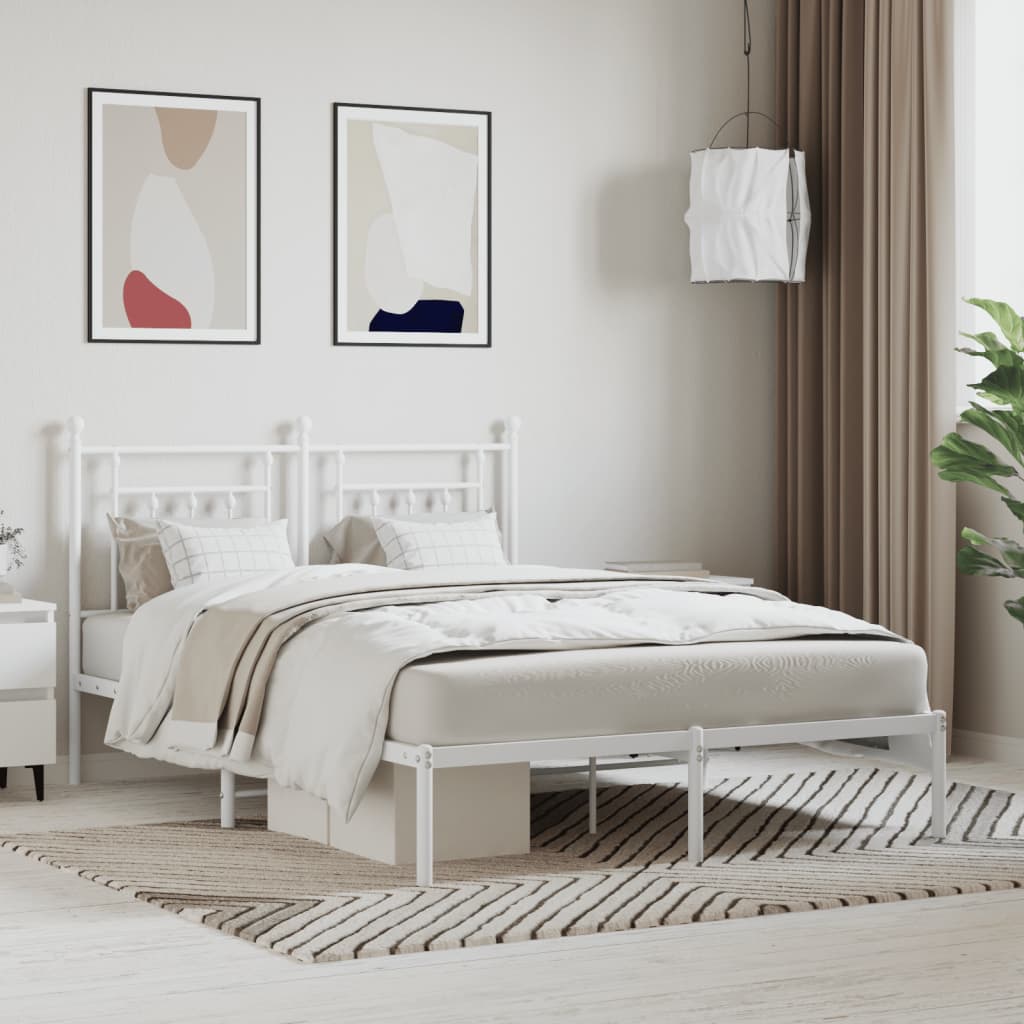 Giroletto Con Testiera Metallo Bianco 140x190 cm