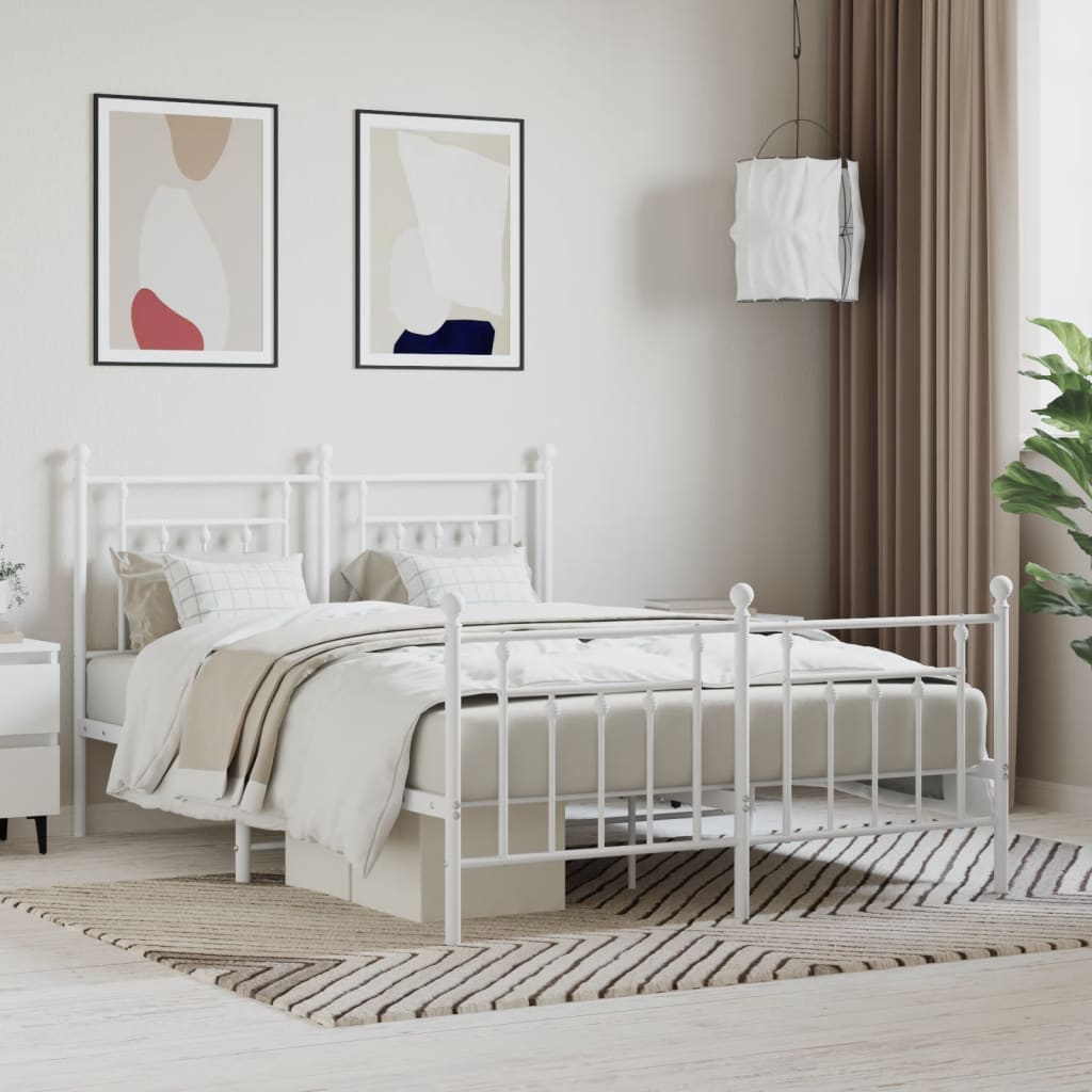 Giroletto Con Testiera E Pediera Metallo Bianco 140x190 cm
