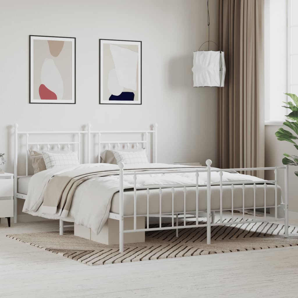 Giroletto Con Testiera E Pediera Metallo Bianco 180x200 cm