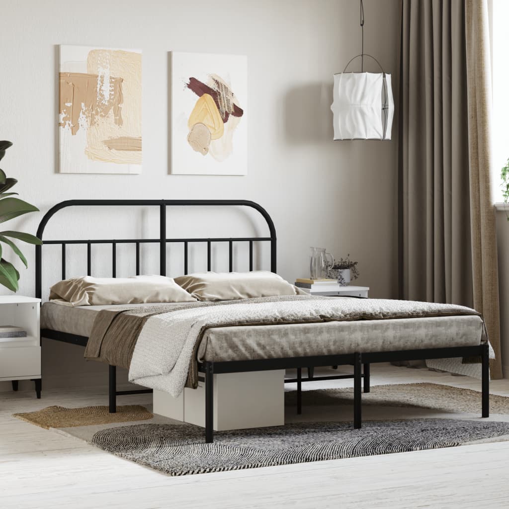 Giroletto Con Testiera In Metallo Nero 140x190 cm