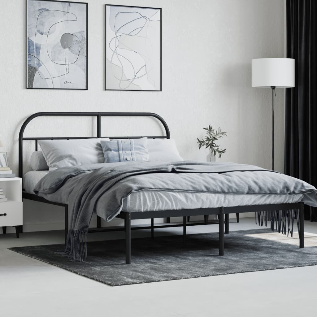 Giroletto Con Testiera In Metallo Nero 140x190 cm - Image 4