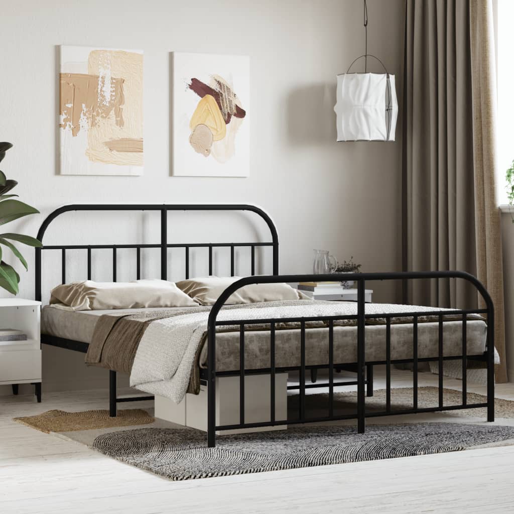 Giroletto Con Testiera E Pediera Metallo Nero 140x190 cm