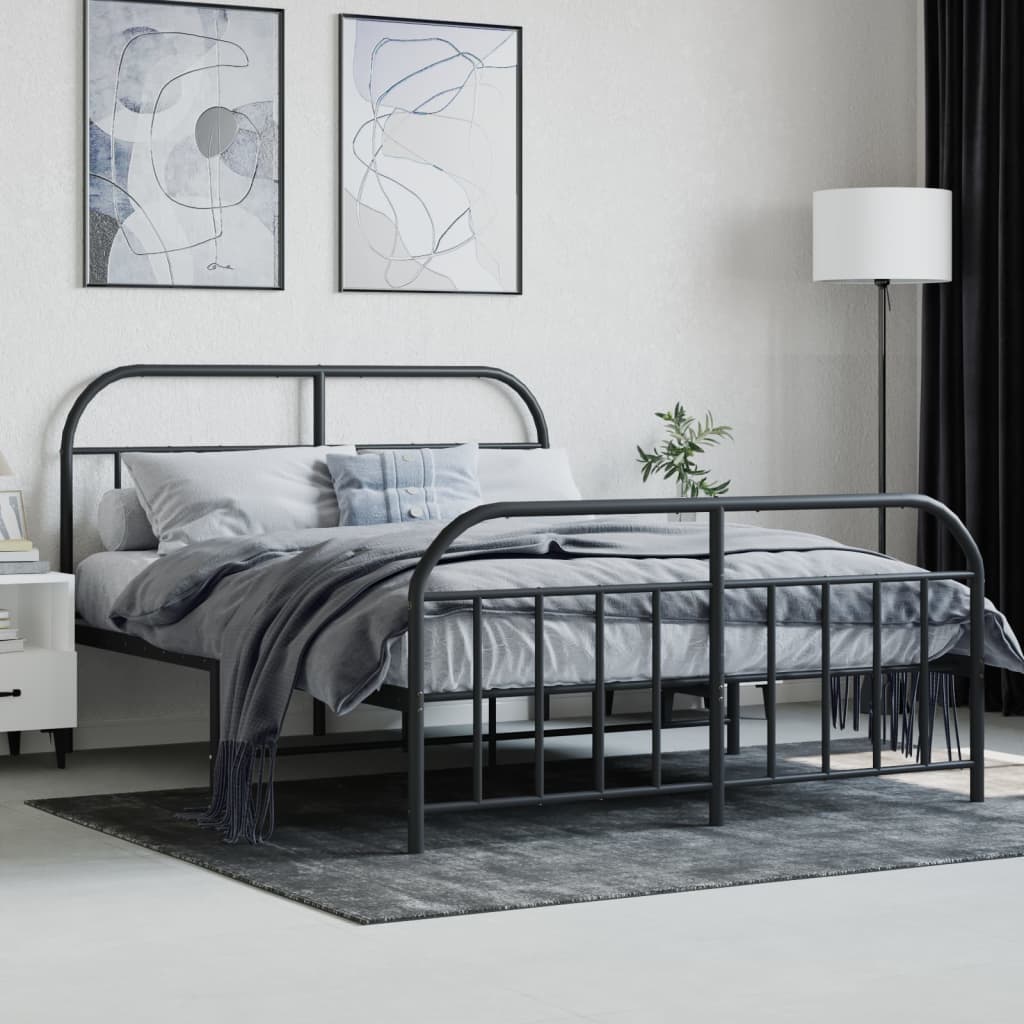 Giroletto Con Testiera E Pediera Metallo Nero 140x190 cm - Image 4