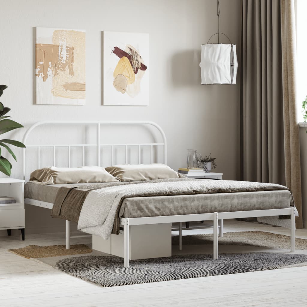 Giroletto Con Testiera Metallo Bianco 140x190 cm