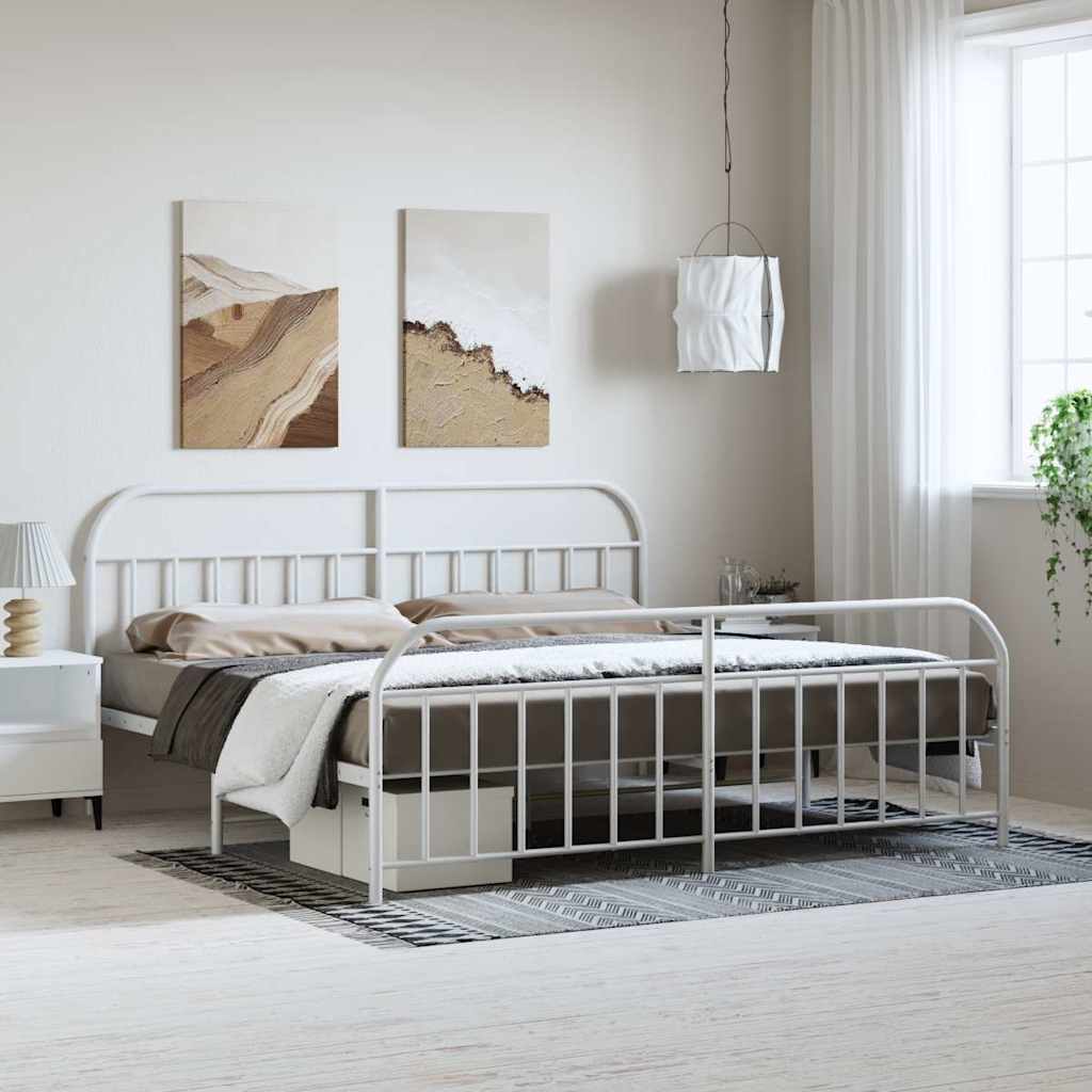 Giroletto Con Testiera E Pediera Metallo Bianco 193x203 cm
