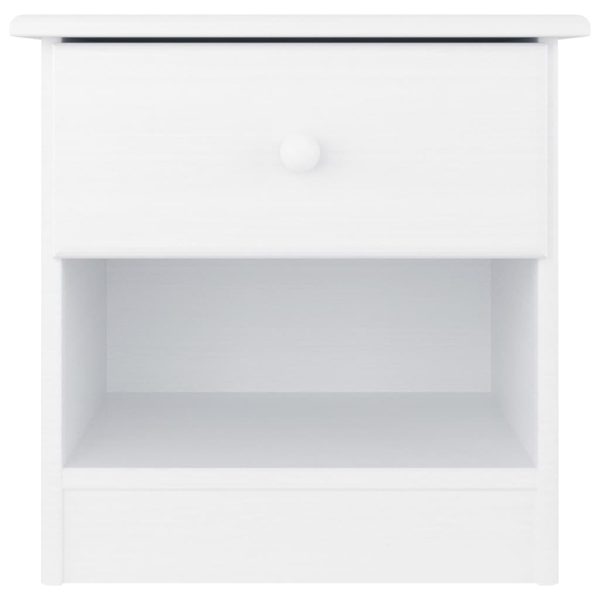 Comodino Alta Bianco 41x35x41 Cm In Legno Massello Di Pino - Image 3