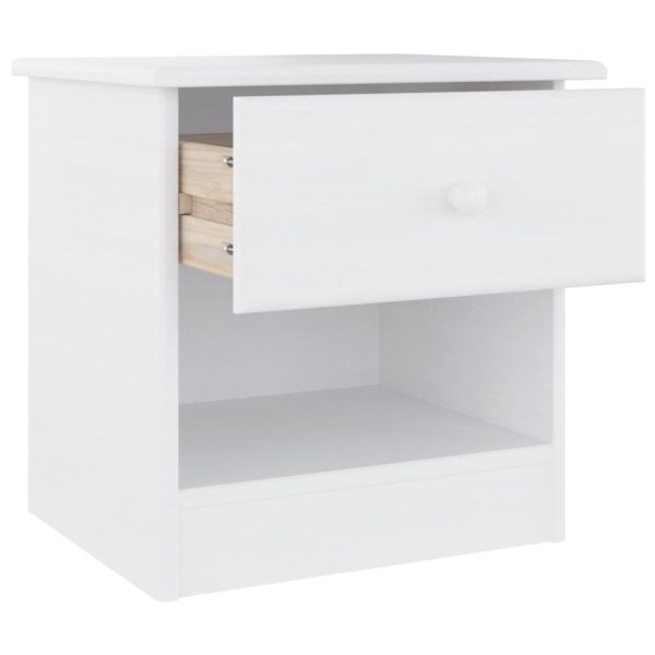 Comodino Alta Bianco 41x35x41 Cm In Legno Massello Di Pino - Image 4