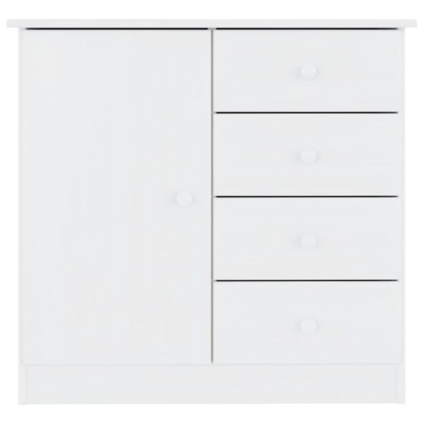 Credenza Alta Bianca 77x35x73 Cm In Legno Massello Di Pino - Image 3