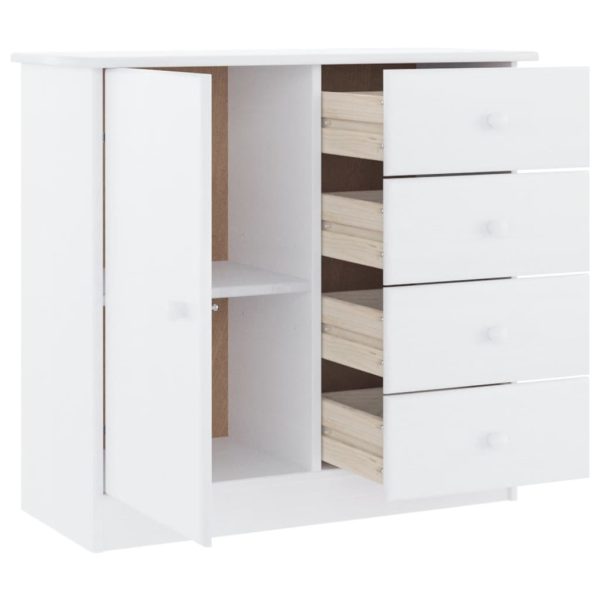Credenza Alta Bianca 77x35x73 Cm In Legno Massello Di Pino - Image 4