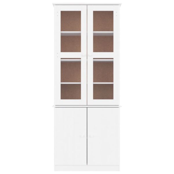 Vetrina Alta Bianca 77x35x186,5 Cm In Legno Massello Di Pino - Image 3