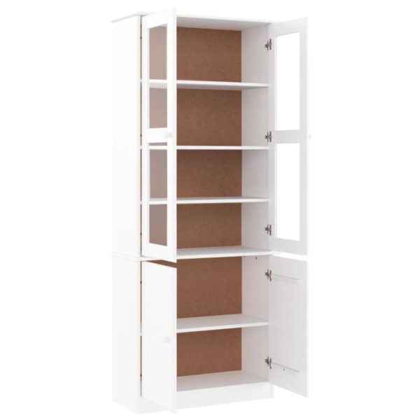 Vetrina Alta Bianca 77x35x186,5 Cm In Legno Massello Di Pino - Image 4