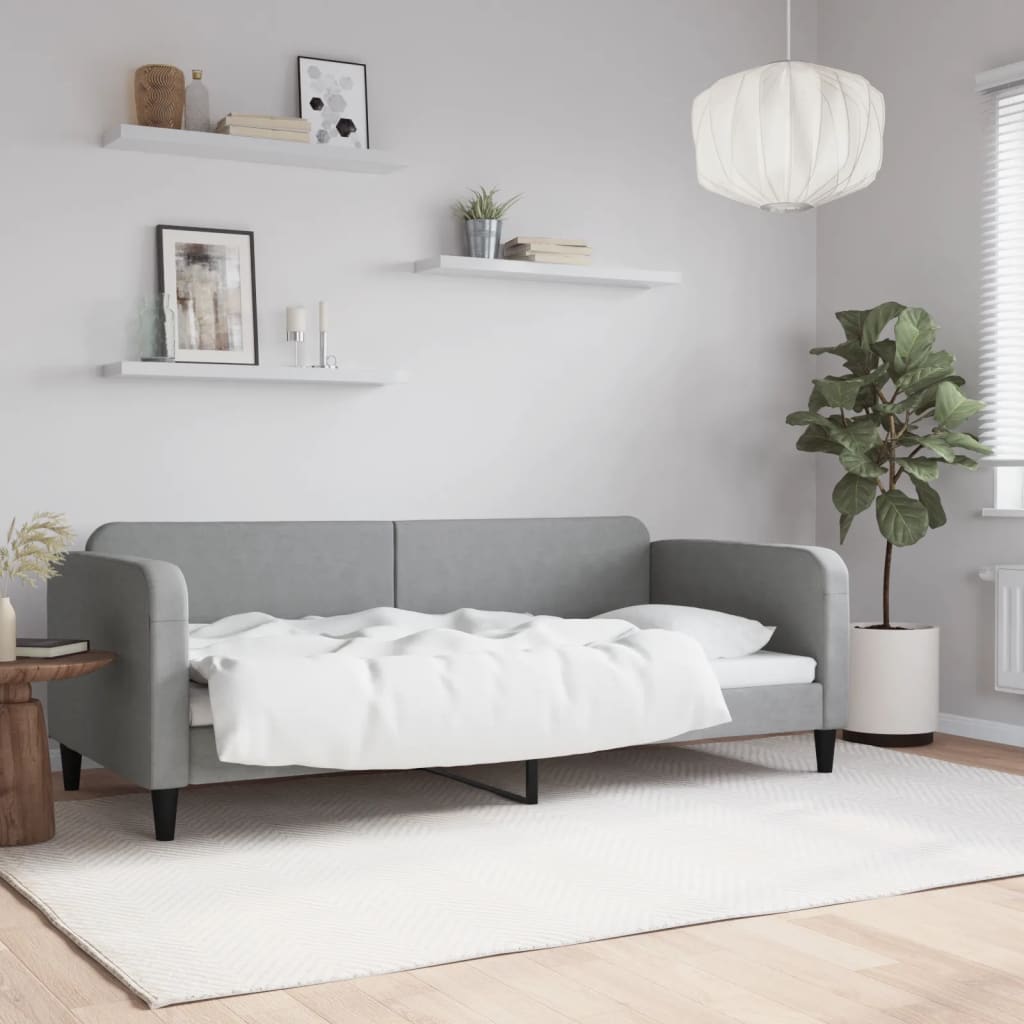 Letto Da Giorno Grigio Chiaro 90x200 Cm In Tessuto