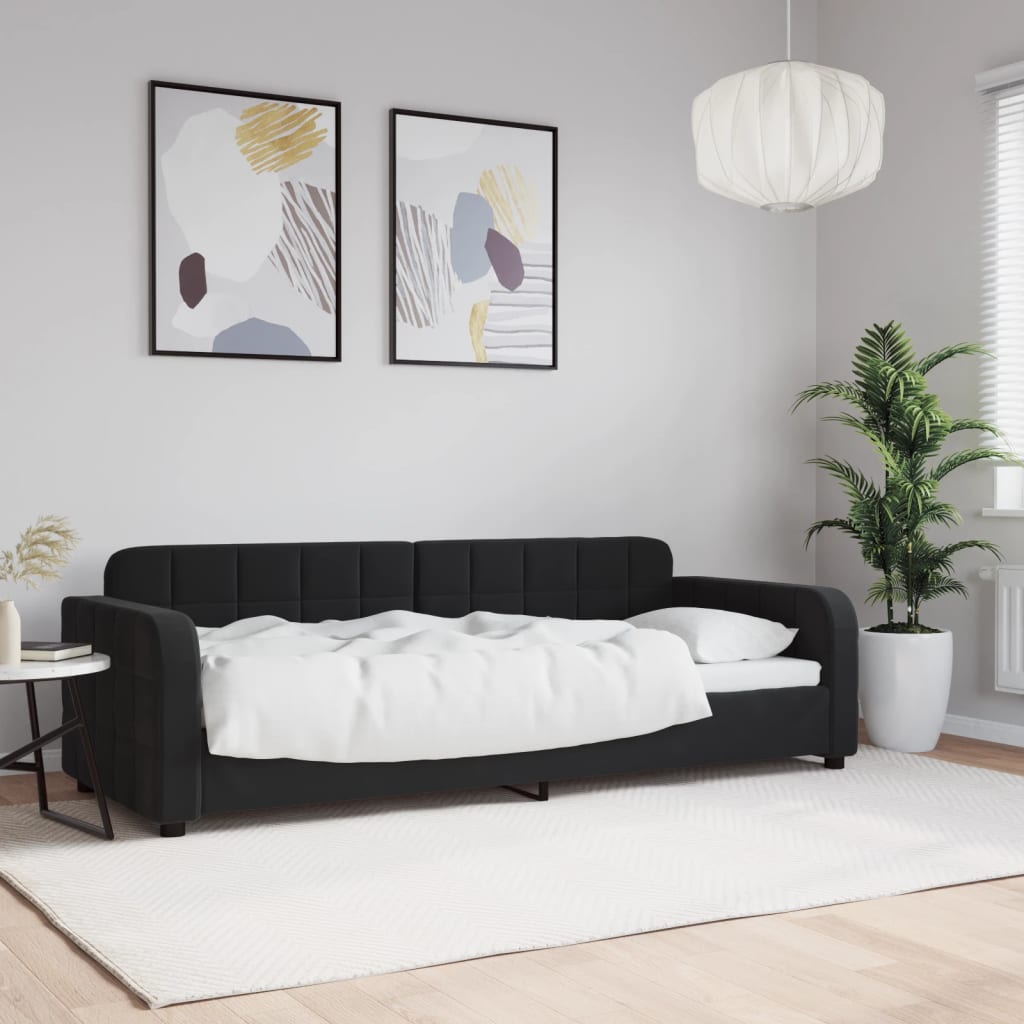 Letto Da Giorno Nero 80x200 Cm In Velluto