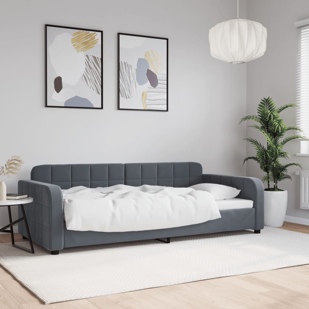 Letto Da Giorno Grigio Scuro 90x200 Cm In Velluto
