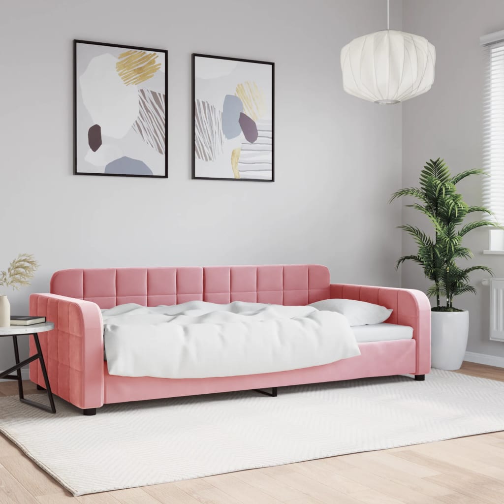 Letto Da Giorno Rosa 90x200 Cm In Velluto