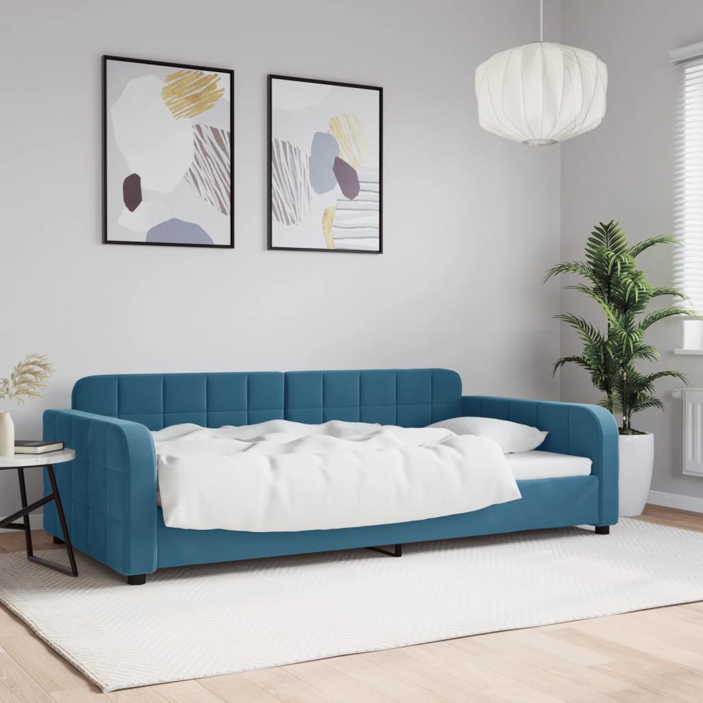 Letto Da Giorno Blu 100x200 Cm In Velluto