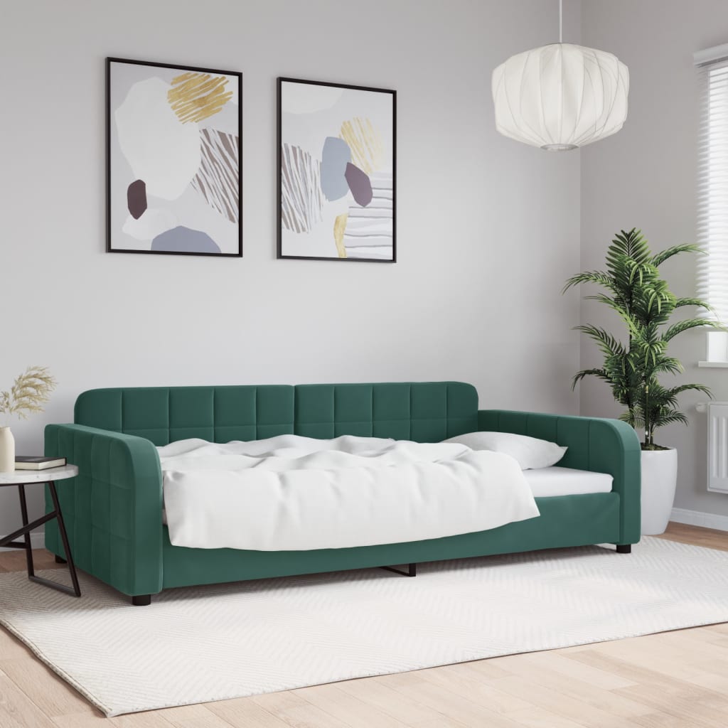 Letto Da Giorno Verde Scuro 100x200 Cm In Velluto