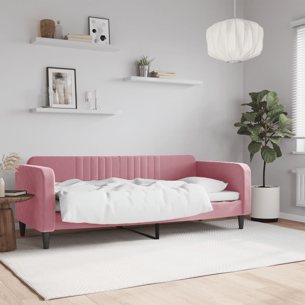 Letto Da Giorno Rosa 80x200 Cm In Velluto