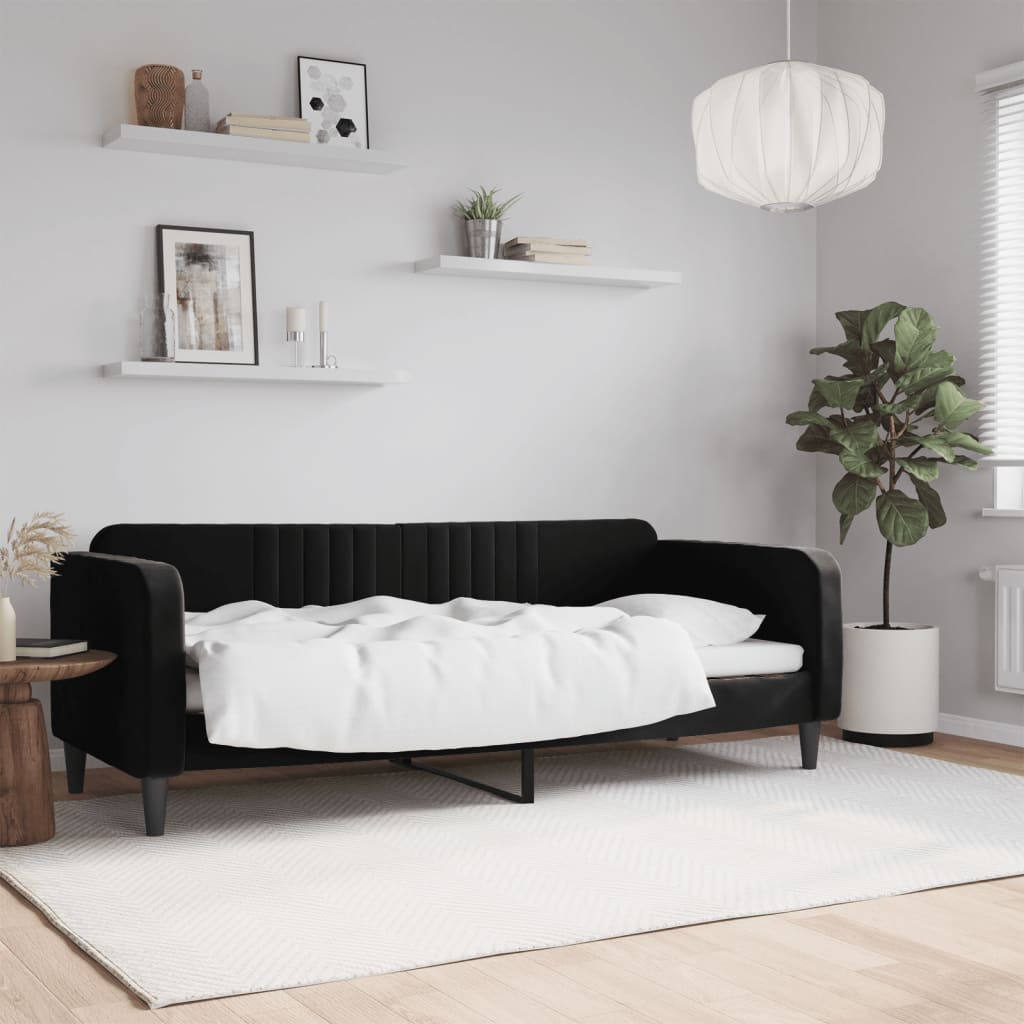 Letto Da Giorno Nero 80x200 Cm In Velluto