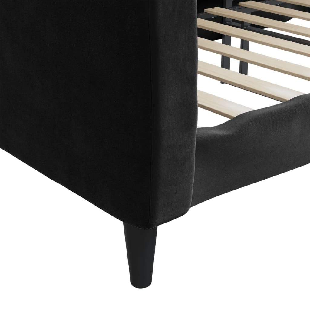 Letto Da Giorno Nero 80x200 Cm In Velluto - Image 6