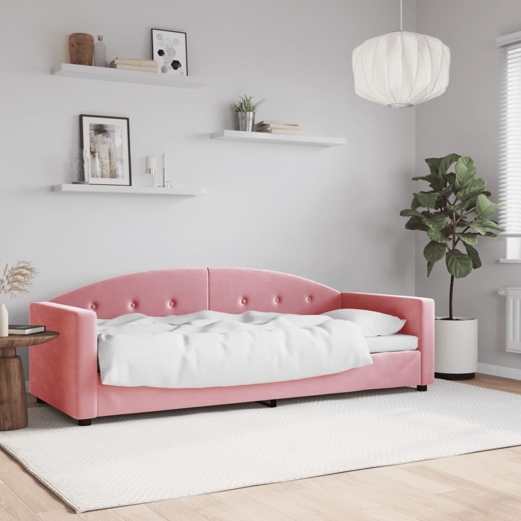 Letto Da Giorno Rosa 80x200 Cm In Velluto