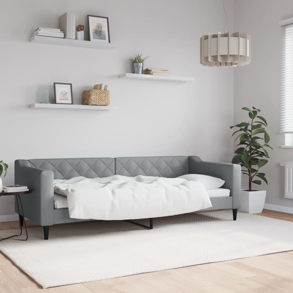 Letto Da Giorno Grigio Chiaro 80x200 Cm In Tessuto