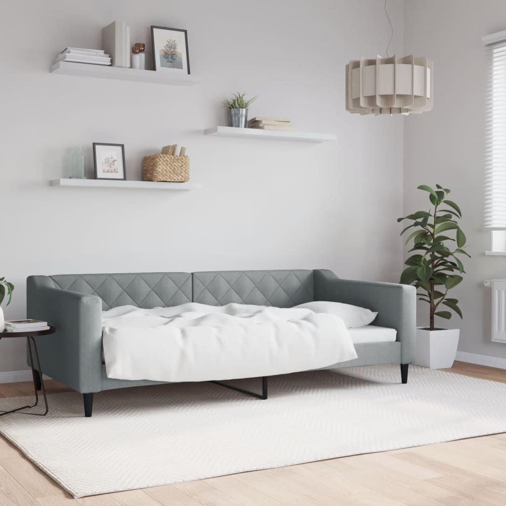 Letto Da Giorno Grigio Chiaro 90x190 Cm In Tessuto