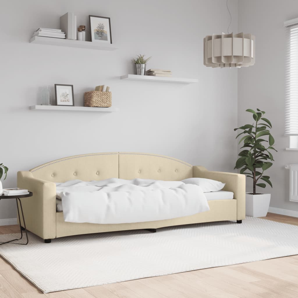 Letto Da Giorno Crema 80x200 Cm In Tessuto