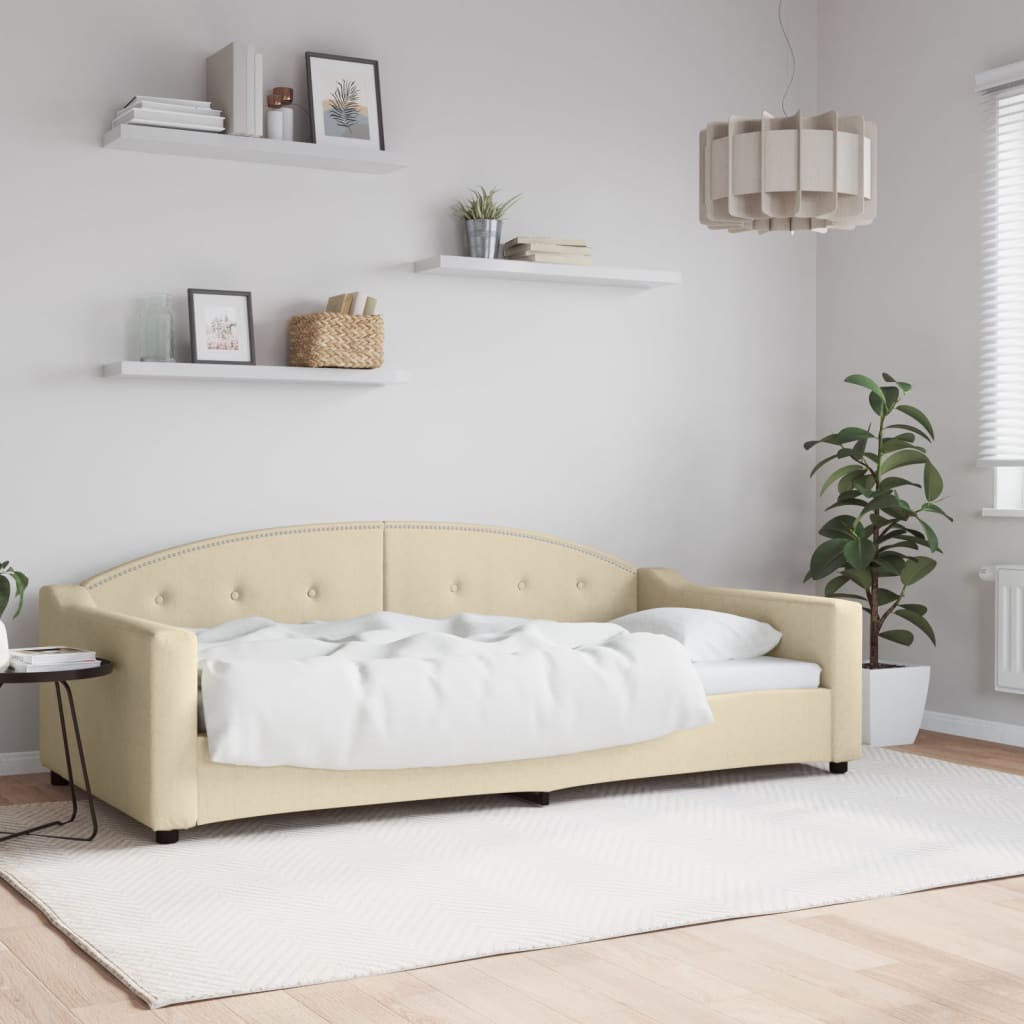 Letto Da Giorno Crema 100x200 Cm In Tessuto
